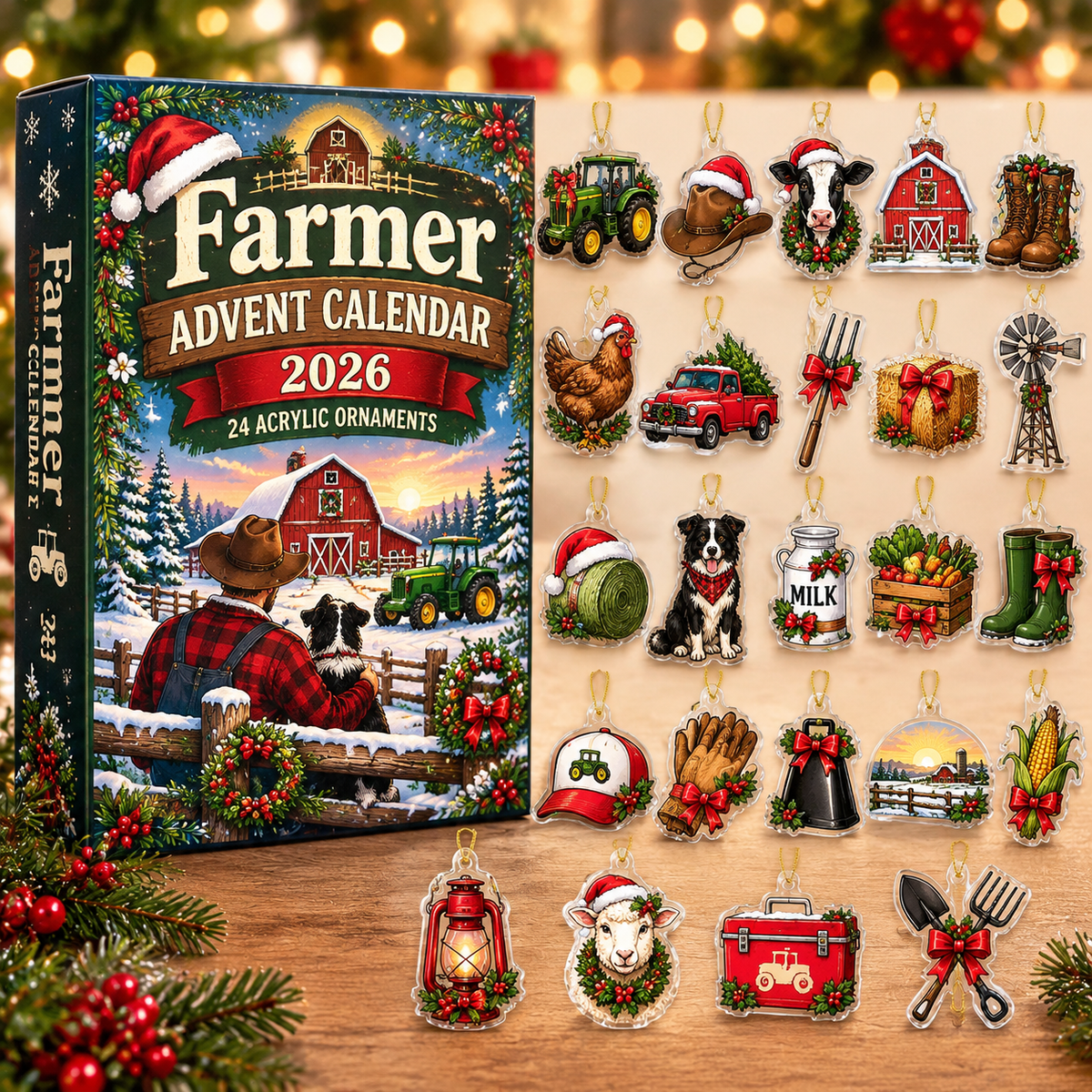 Farmer Christmas  HG Advent Calendar 2026 Acrylic Ornament Countdown Blind Box Holiday Gift