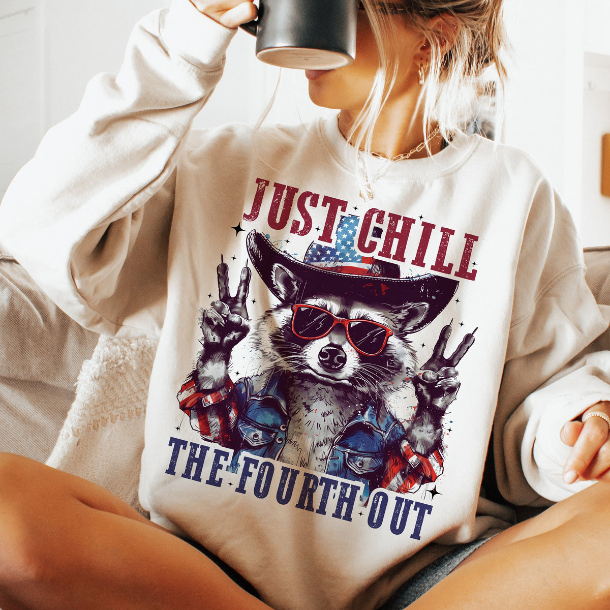 Raccoon Just chill the fourth out Shirt, America Shirt, Retro 4th of July Shirt NNA
