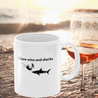 I love wine and sharks ceramic mug LTN