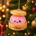 Personalized Glitter Dumpling Ornament, Custom Name Kawaii Dumpling Christmas Ornament, Dumpling Lover Gift, Kids Holiday Keepsake