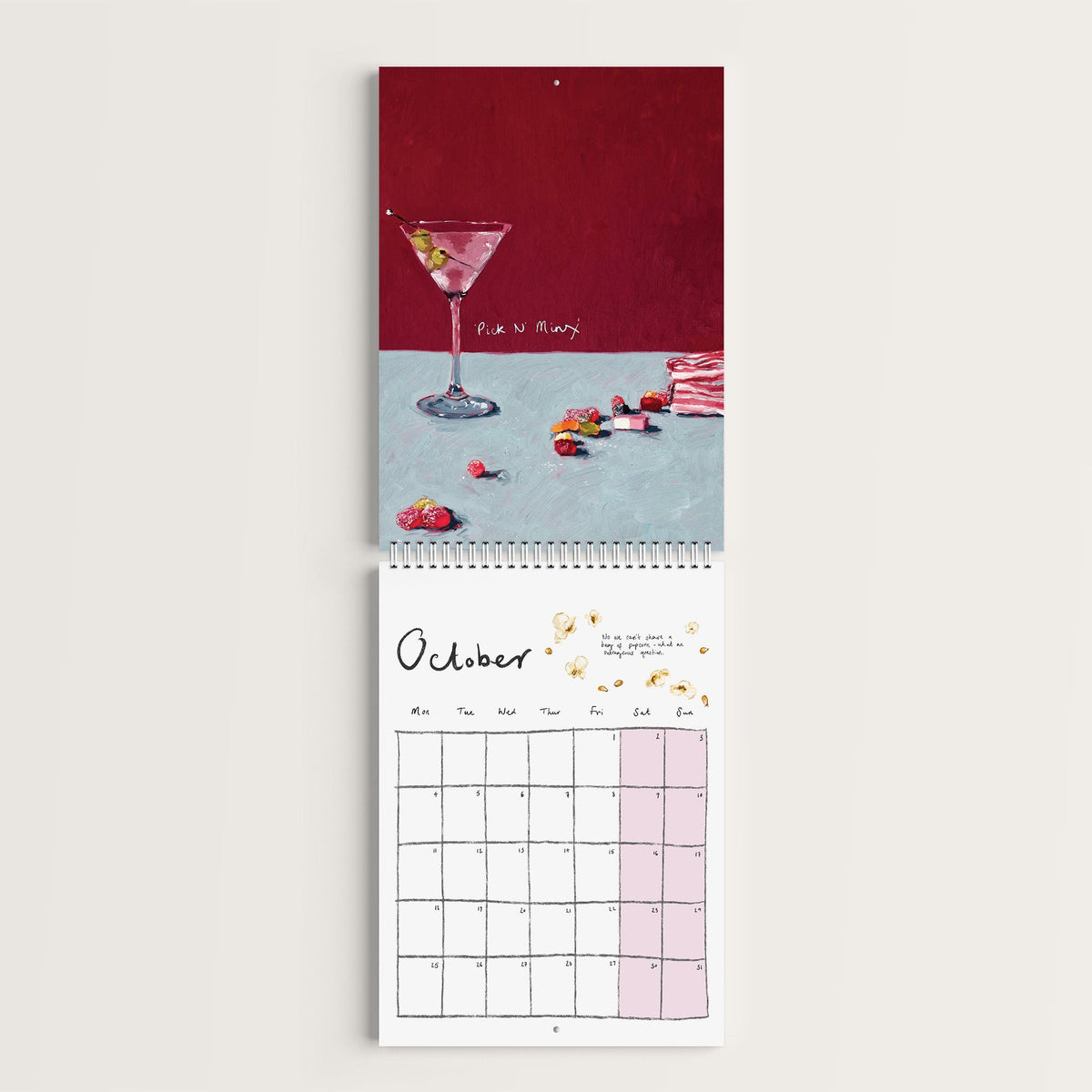 2027 Food Themed Wall Calendar by Amelia Jayne, Hand-Drawn Tablescapes (A4)