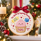 The Year of Squishy Hunting Ornament, Personalized Embroidered Christmas Hoop, Custom Name 2026 Keepsake, Cute Holiday Decor