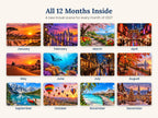 2027 Desk Calendar, Scenic Travel Photo Calendar, Small Office Calendar, Monthly Planner Gift for Coworker