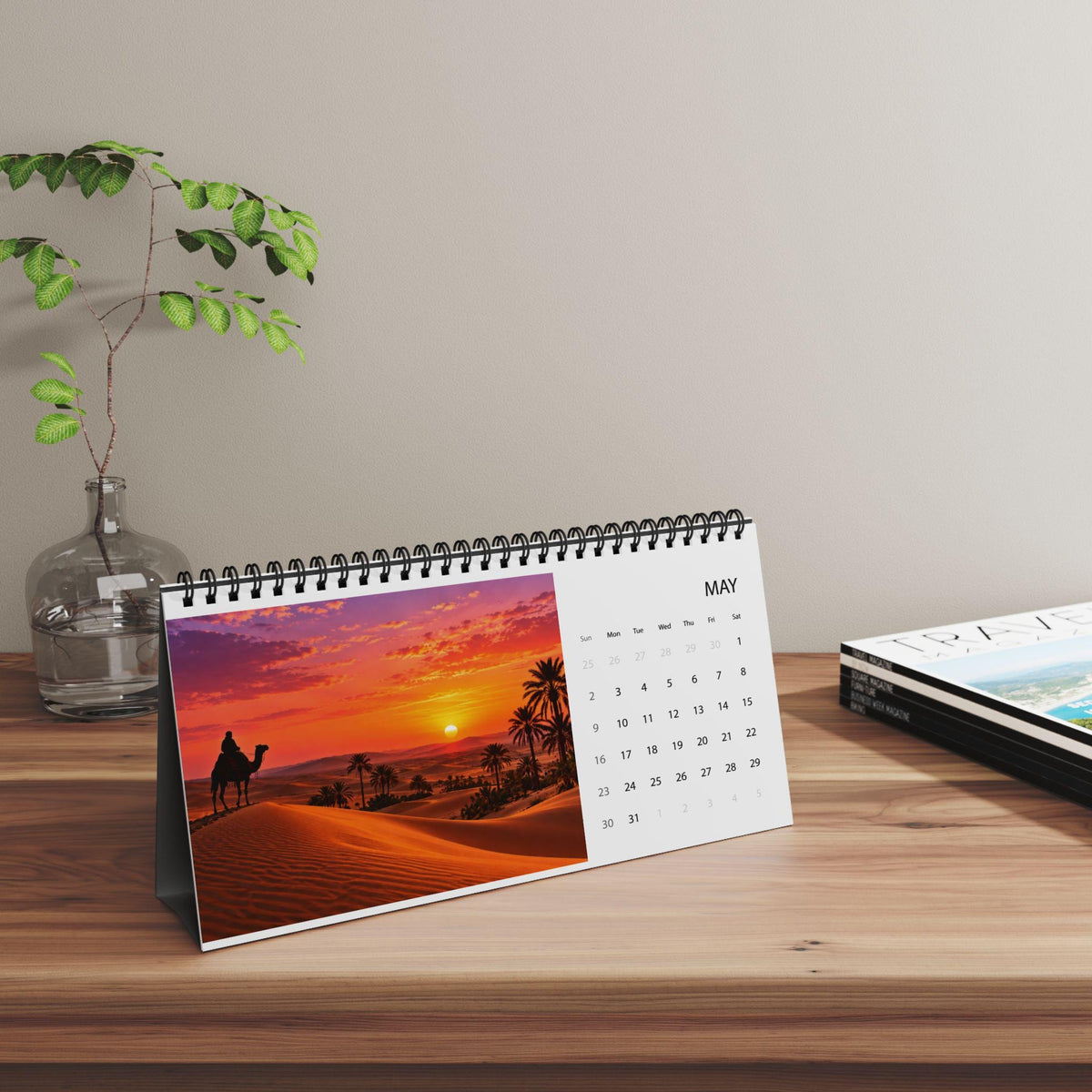 2027 Desk Calendar, Scenic Travel Photo Calendar, Small Office Calendar, Monthly Planner Gift for Coworker